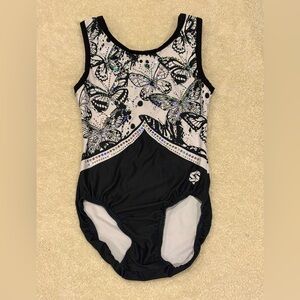 Spekteum Leos Black and White Butterfly Leotard, size AXS.